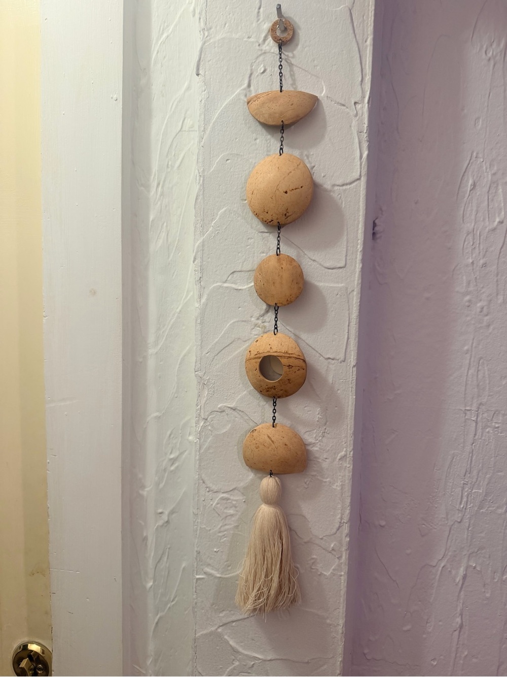 Wooden boho moon cycle Tassel Wall Hanging decor